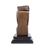 Art Deco seated female bronze statue with geometric design and olive branch detail