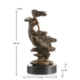 Art Nouveau-style bronze statue of mother and child on marble base