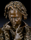 Full-length bronze statue of Ludwig van Beethoven, capturing his creative genius and strength. Handcrafted sculpture with marble base—ideal for collectors, musicians, and statement interiors.