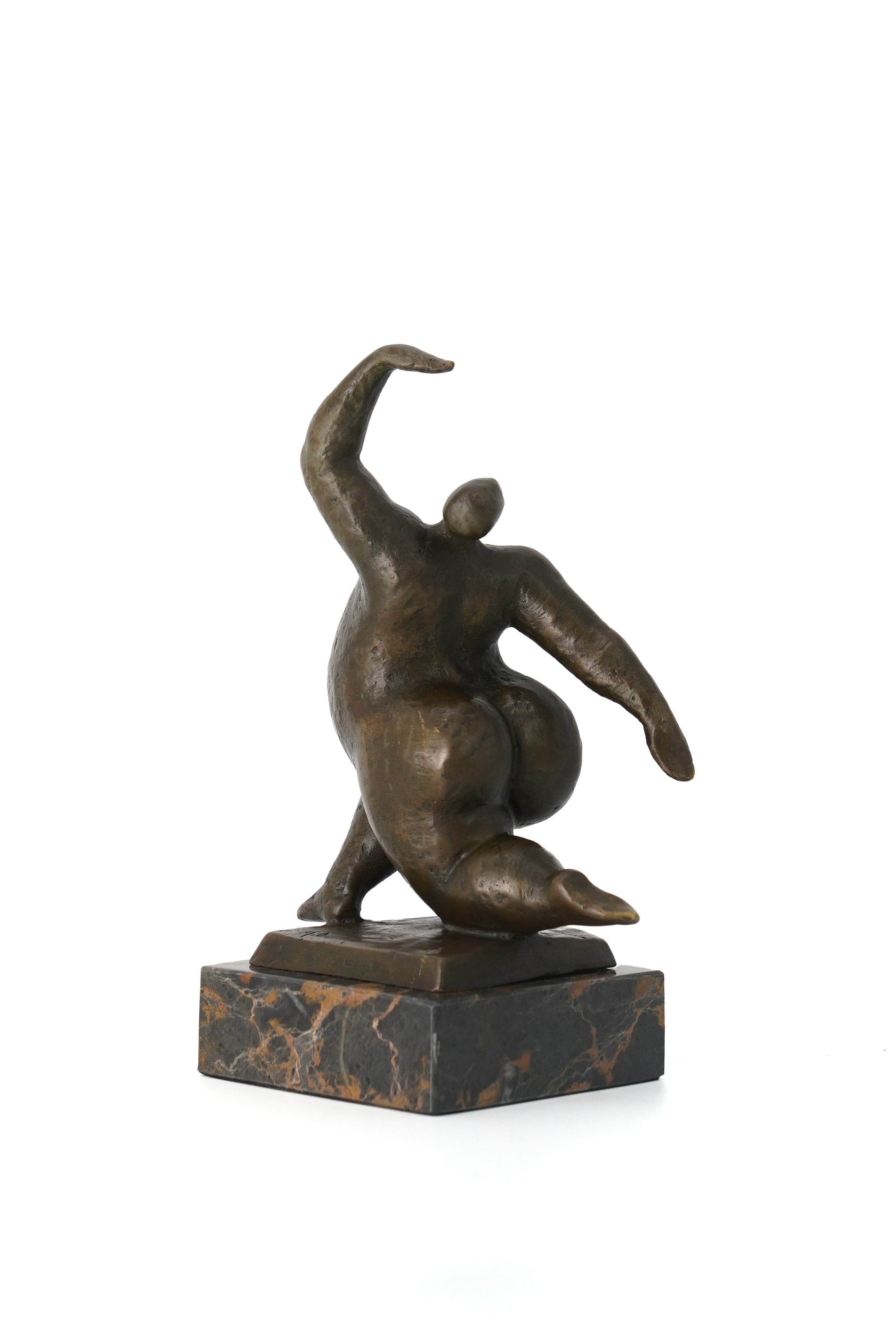 Bronze dancer statue dynamic pose modern art