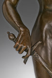 Handcrafted Young David Bronze Statue – Biblical Hero Sculpture with Goliath Head
