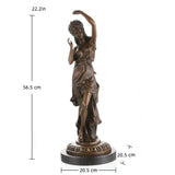 Art Nouveau dancing maiden bronze sculpture on marble base