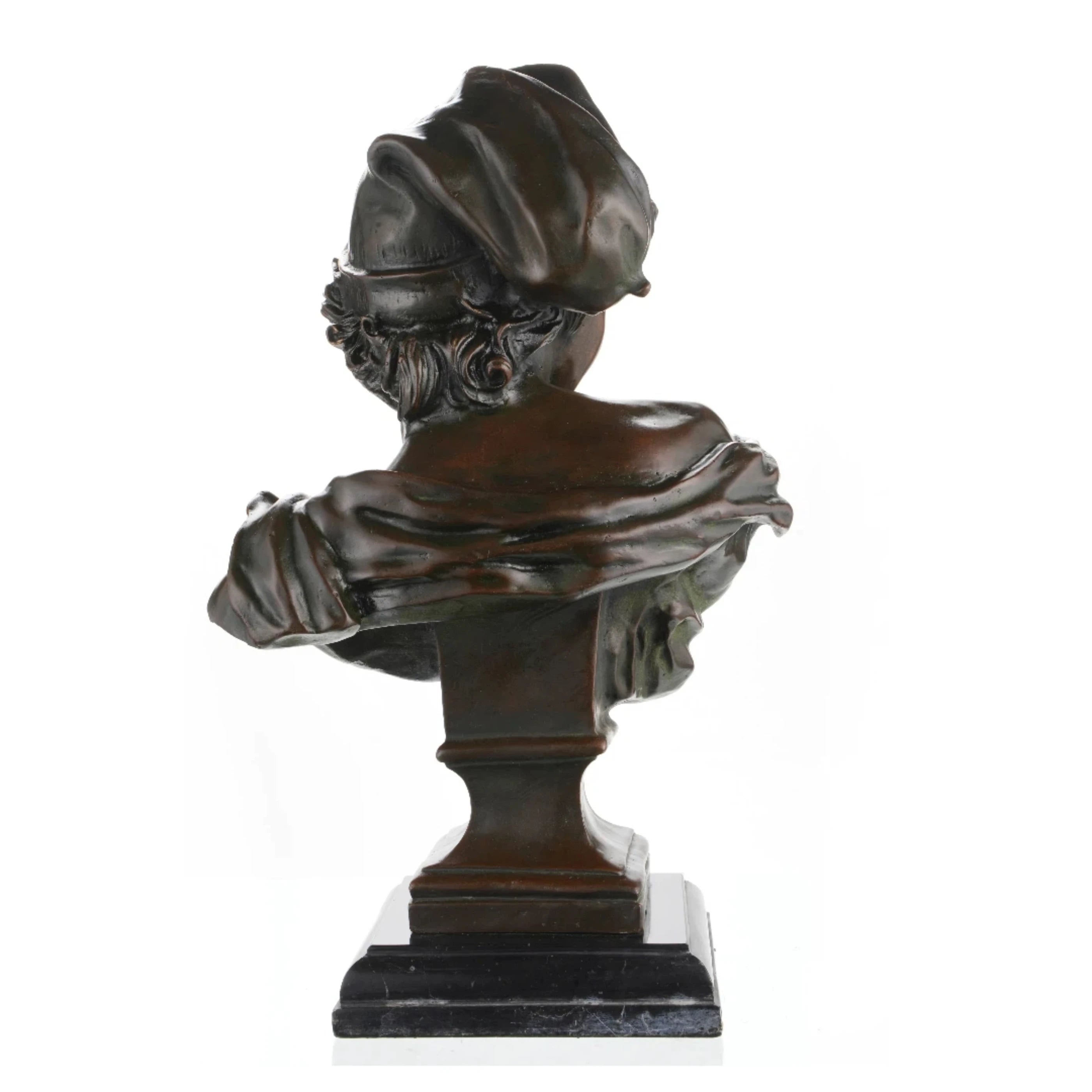 Neapolitan fisherboy bronze bust by Jean-Baptiste Carpeaux, playful French neoclassical boy statue on ornate marble base, lost wax casting museum art.