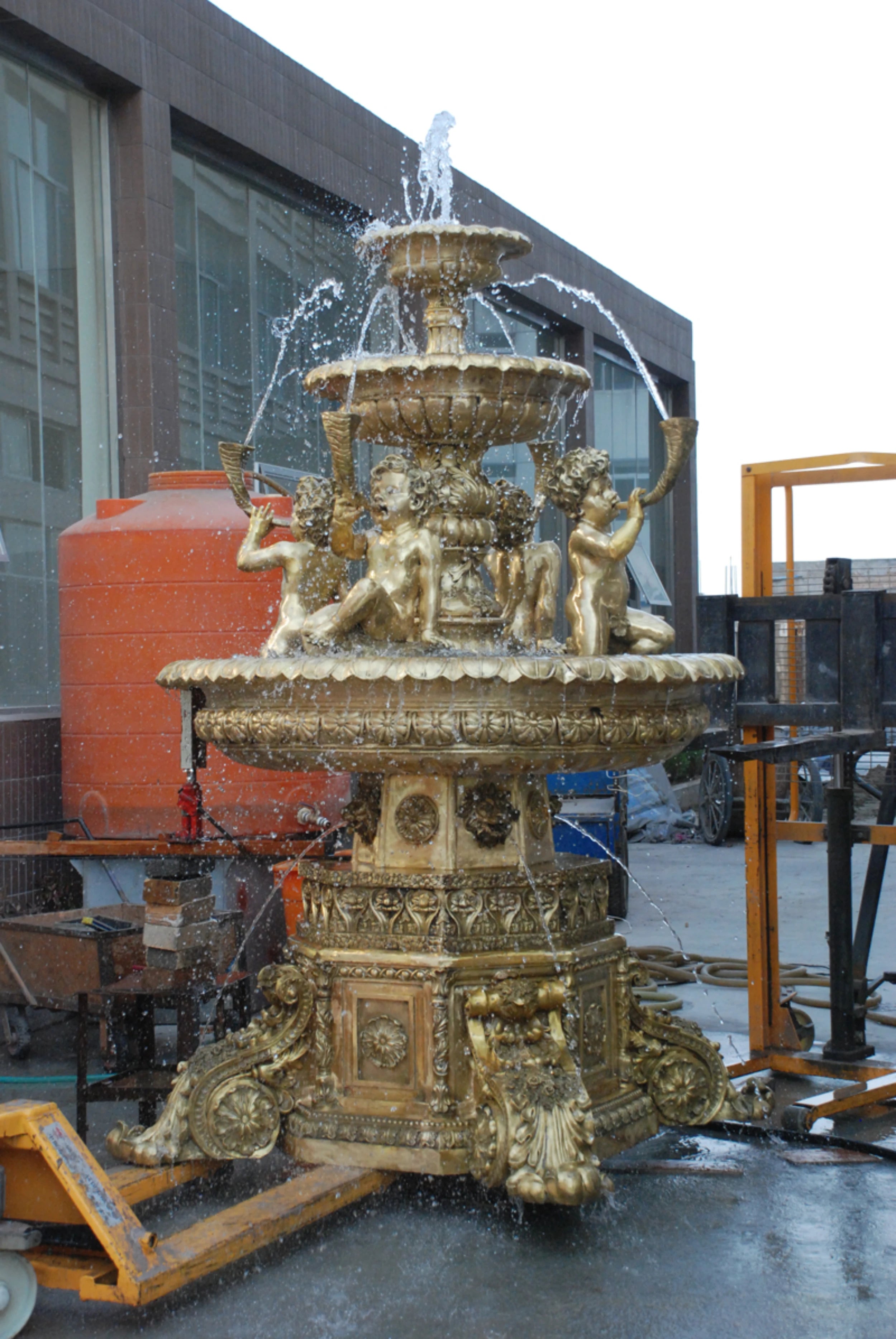 Handcrafted bronze cherub garden fountain featuring four angel figures, tiered basins, and classical European detailing. Ideal for luxury gardens, villas, hotels, courtyards, and commercial landscape projects worldwide.