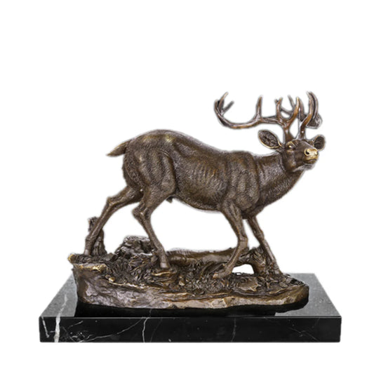 Handcrafted mule deer bronze sculpture