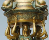 Large Bronze Four Maidens Garden Fountain with Lion Heads
