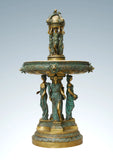 Large Bronze Four Maidens Garden Fountain with Lion Heads