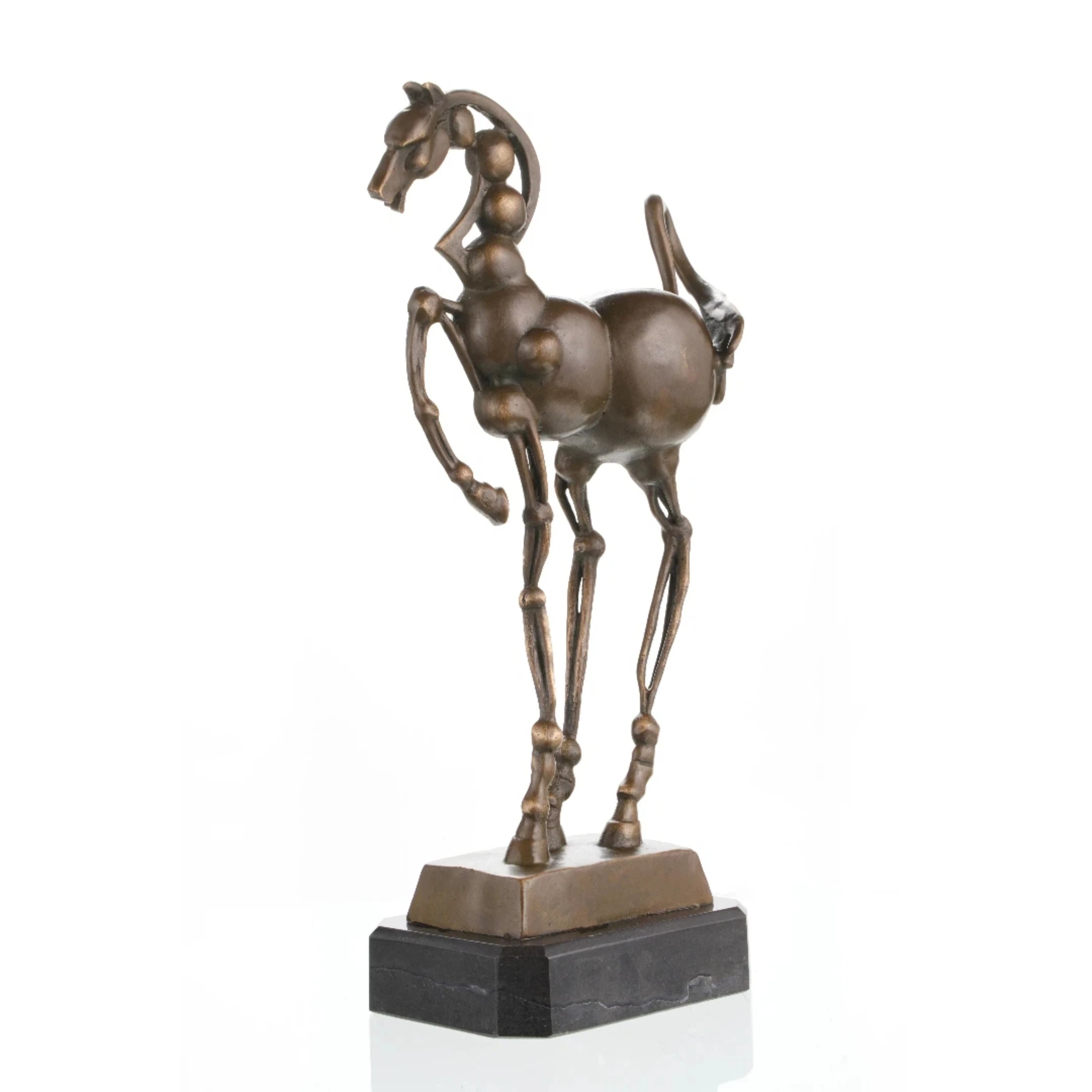 Modern abstract bronze horse sculpture with geometric design. A symbol of strength, progress, and success—perfect for offices and contemporary interiors.