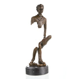 Side view of floating musician statue