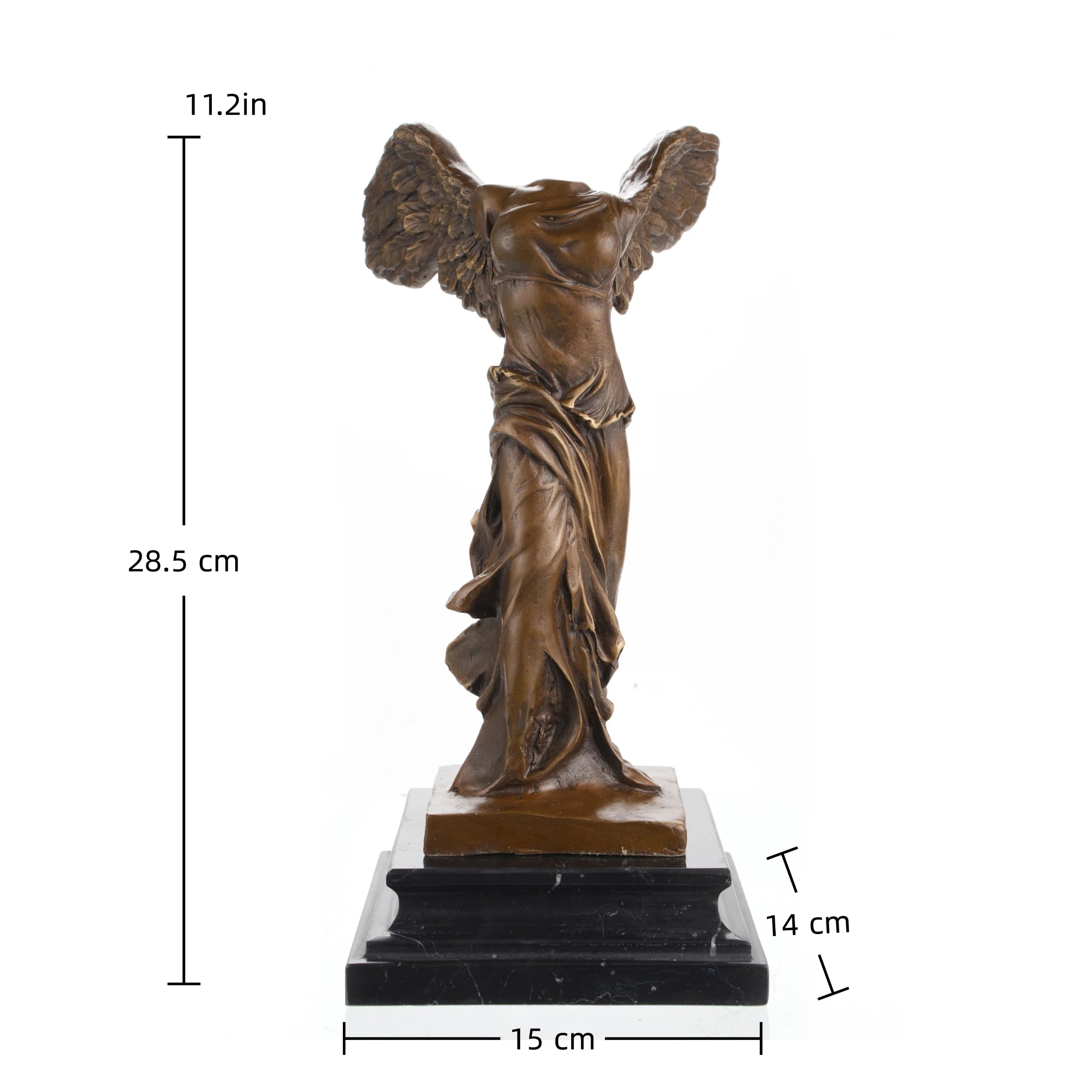 Iconic bronze sculpture inspired by the Winged Victory of Samothrace. A timeless symbol of triumph and classical beauty, perfect for refined interiors and art collectors.