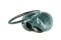 Top view of abstract dancing woman bronze sculpture showing the circular form and hollow design