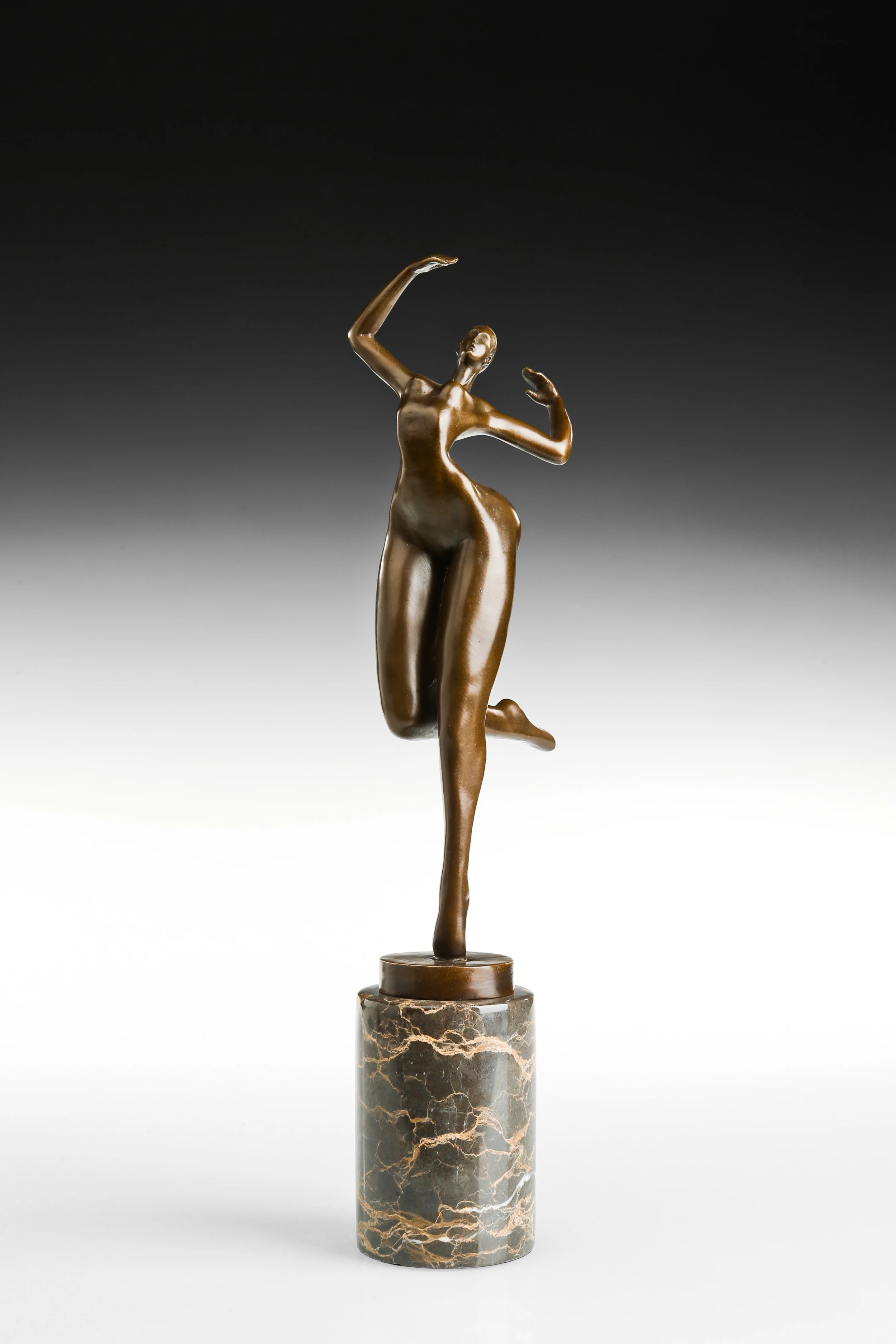 Abstract Female Dancer Bronze Sculpture front view