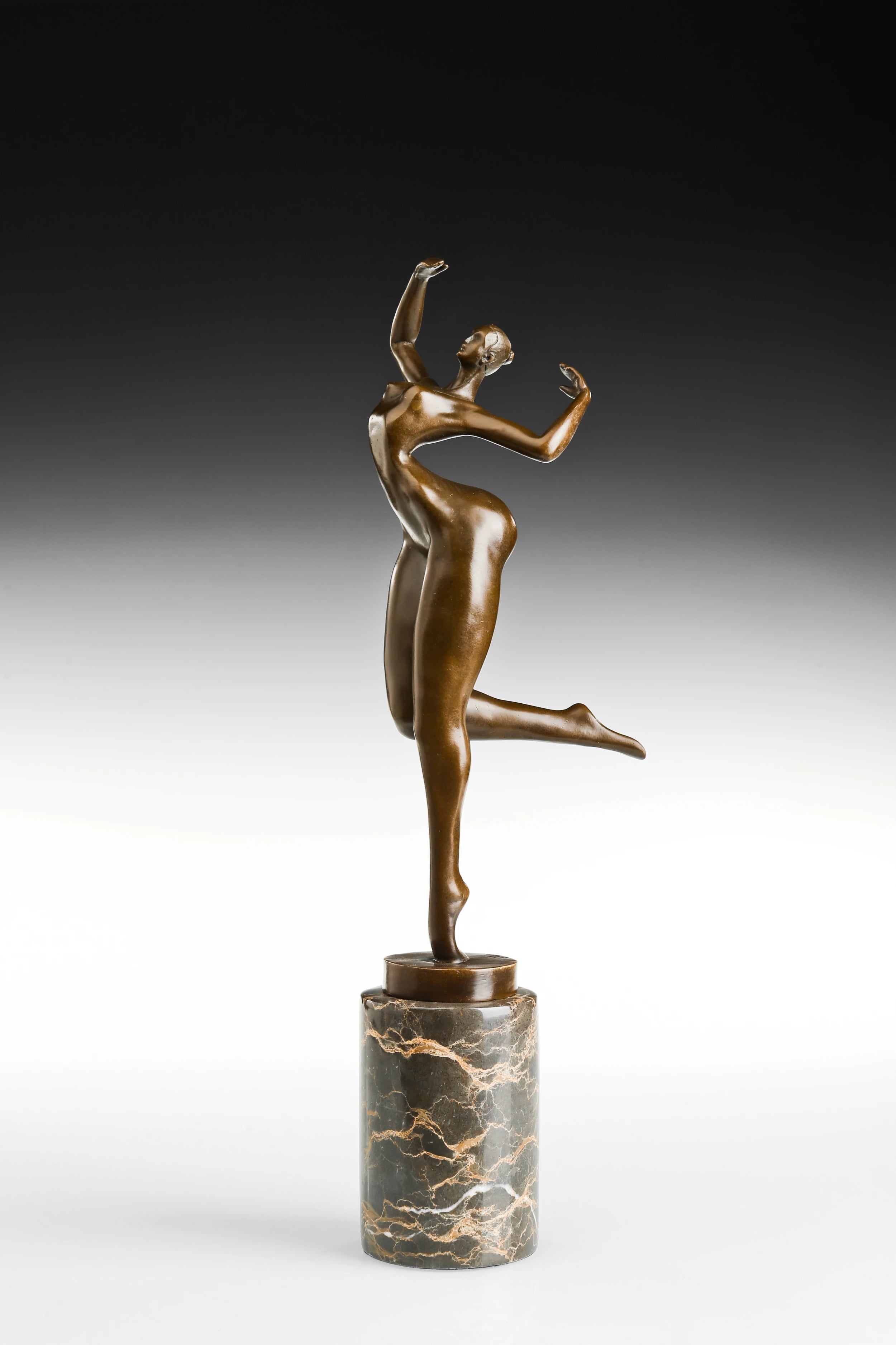 Abstract Female Dancer Bronze Sculpture three-quarter view