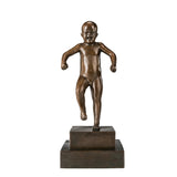 Handcrafted angry boy bronze sculpture with clenched fists and expressive face