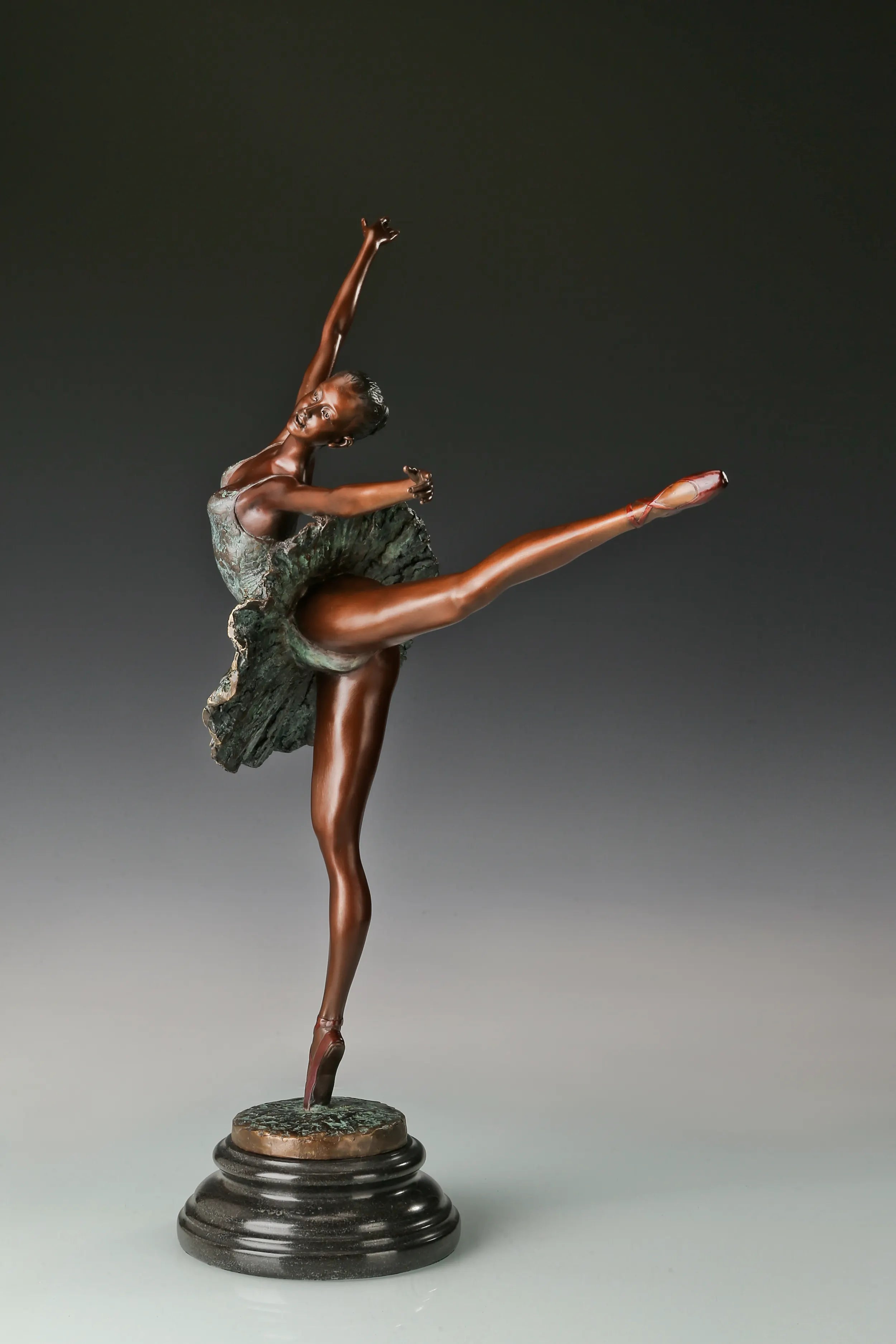 Arabesque Ballerina bronze sculpture costume detail