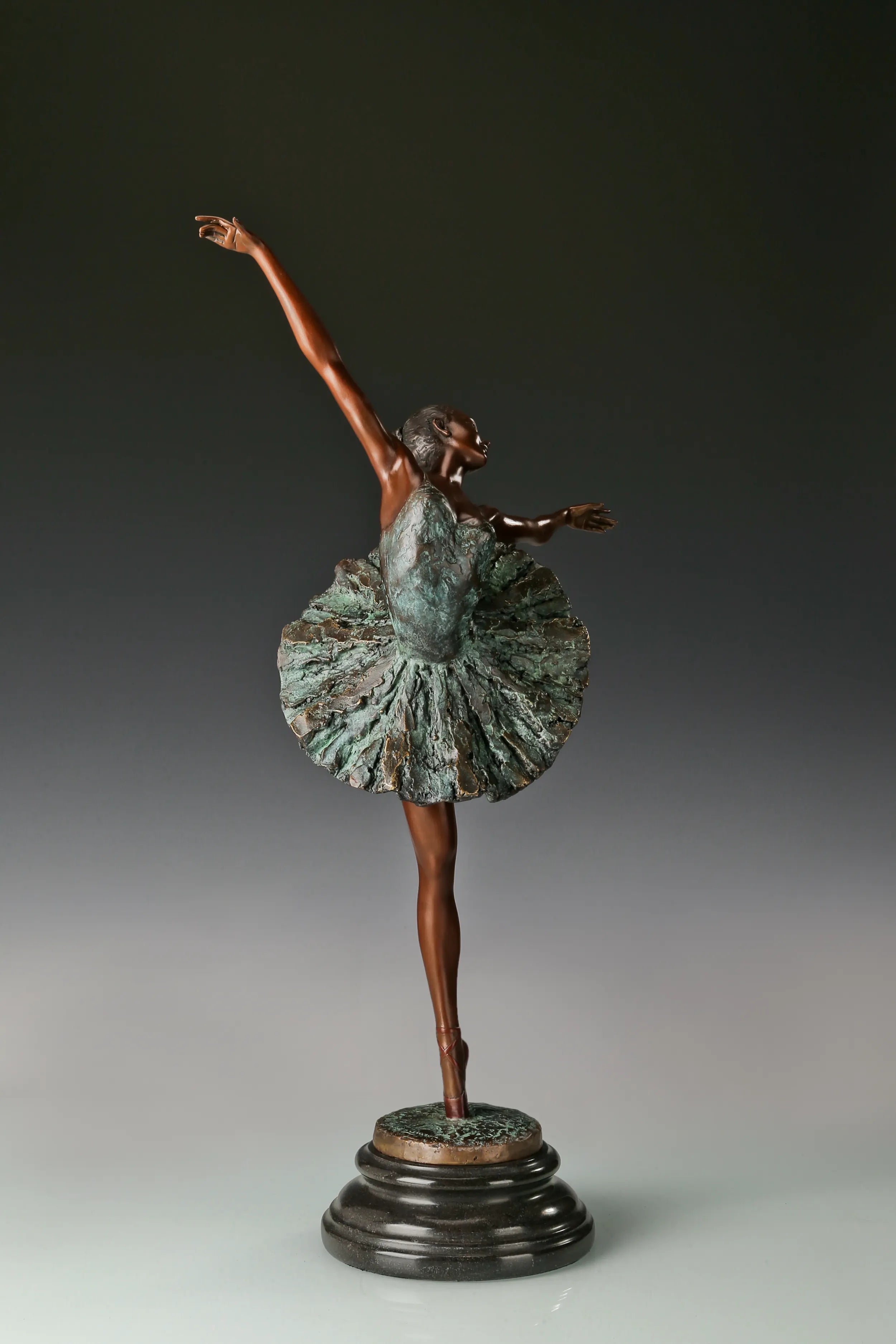 Arabesque Ballerina bronze sculpture close-up detail