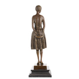 Art Deco bronze flapper girl sculpture with vintage 1920s style and marble base. A timeless decorative statue symbolizing elegance, freedom, and sophistication.