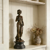 Art Nouveau bronze maiden sculpture elegant girl statue with flowing dress