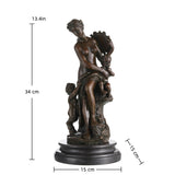 Bacchante bronze sculpture with children and satyr classical mythology statue