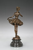 Back view of ballerina bronze sculpture showing the detailed ballet costume