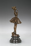 Right side view of handcrafted bronze ballet dancer sculpture