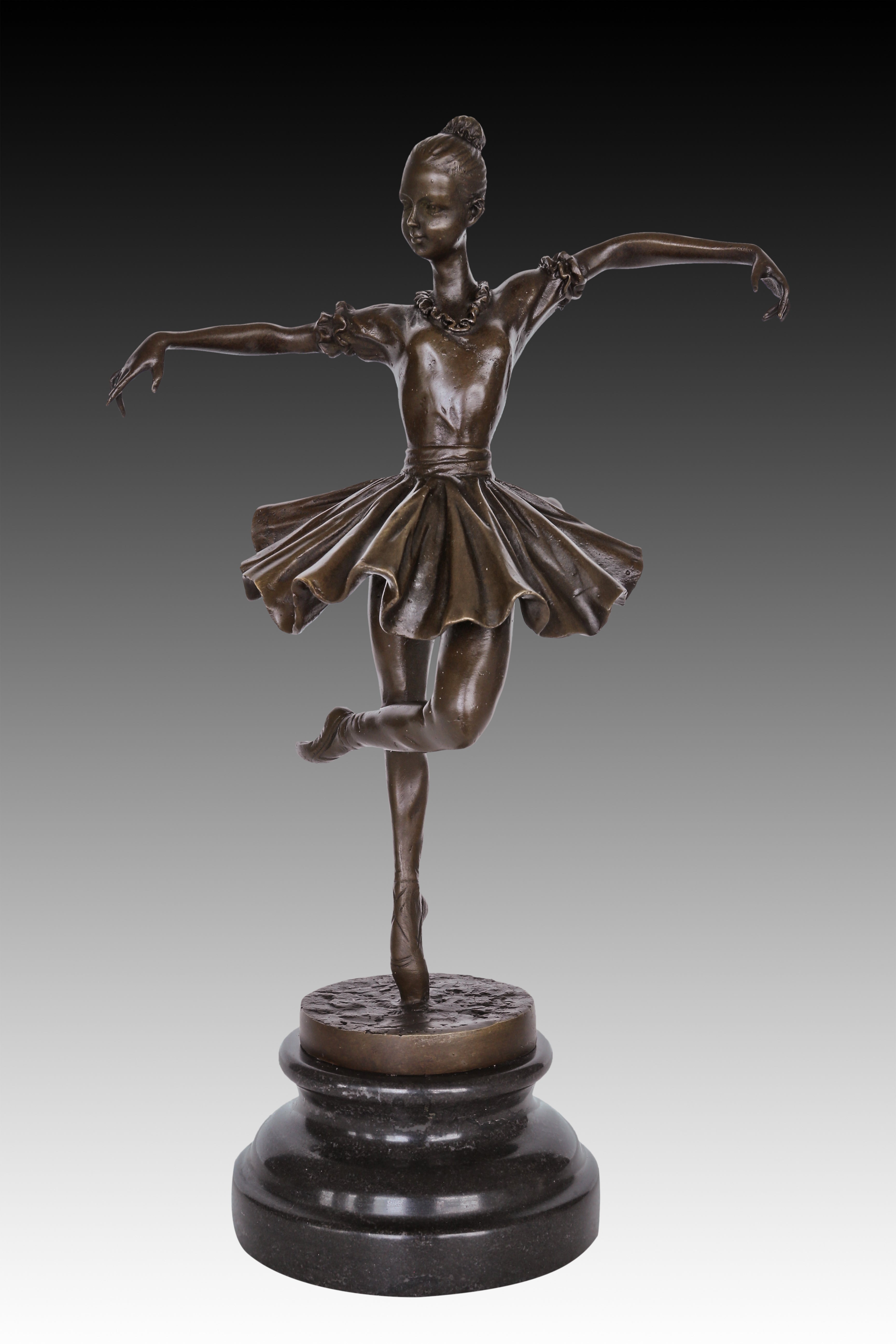 Ballerina in Attitude Pose bronze sculpture front view