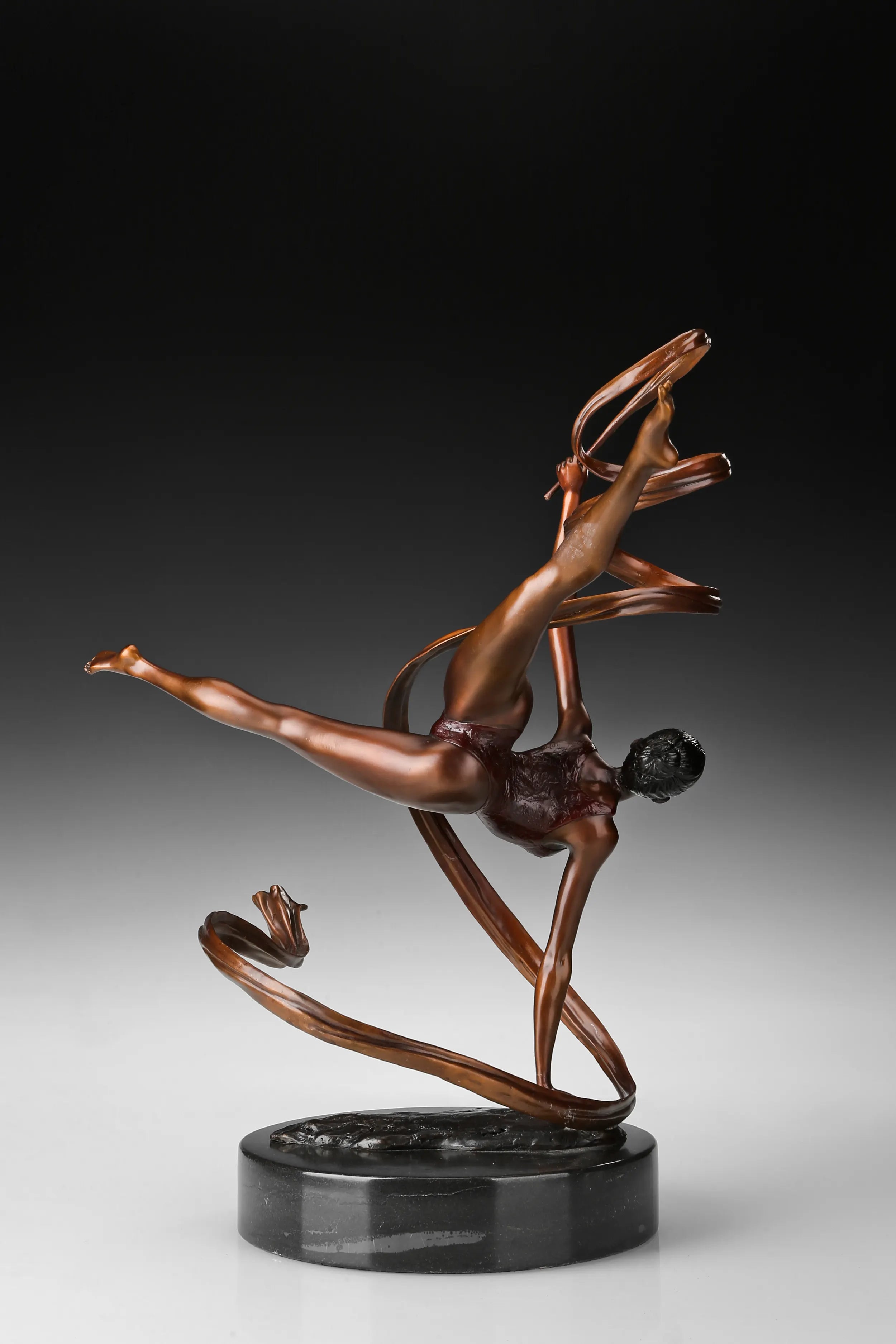 Ballet Dancer with Flowing Ribbons bronze sculpture costume detail
