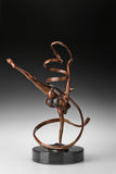 Ballet Dancer with Flowing Ribbons bronze sculpture patina detail