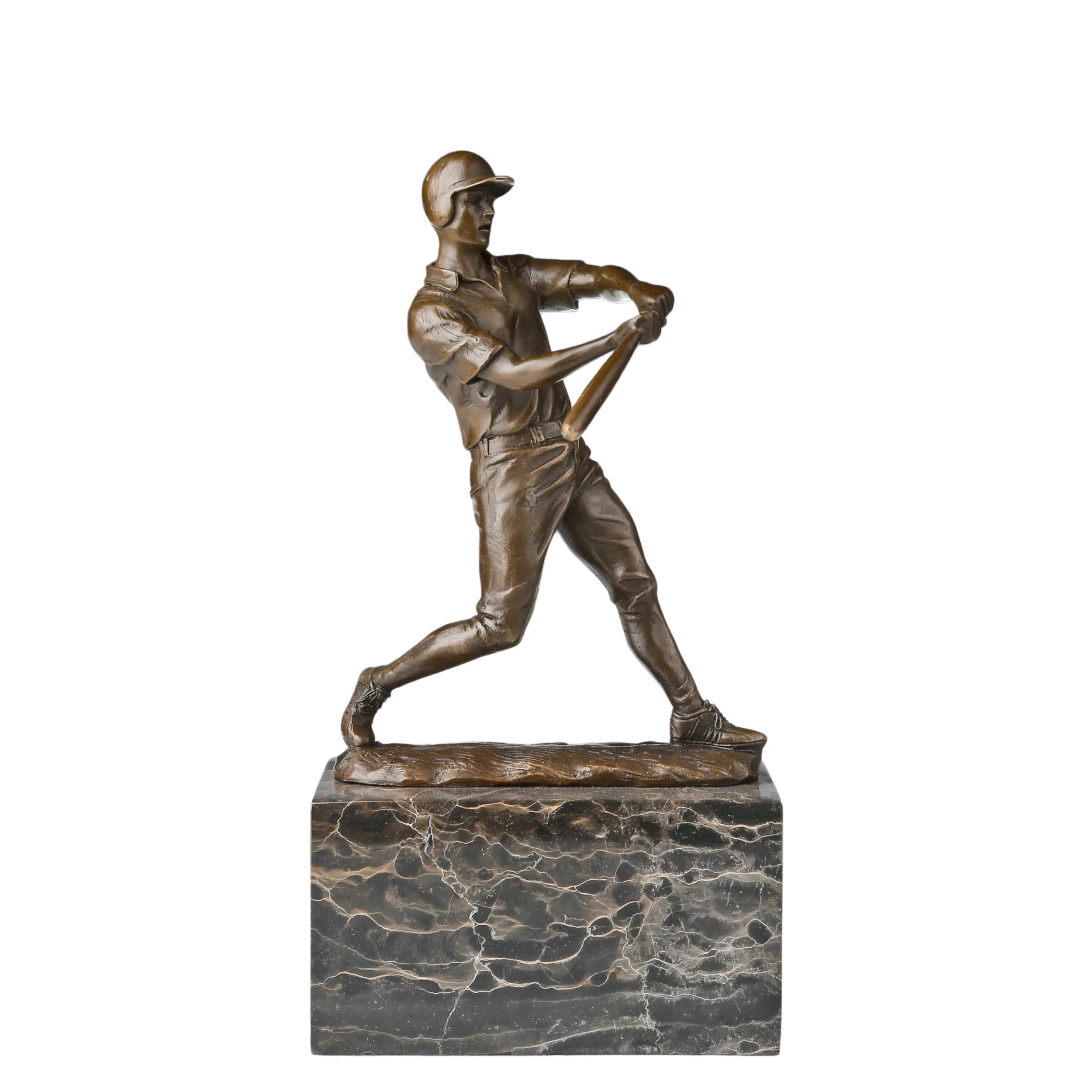 Baseball Batter Bronze Sculpture on a white background