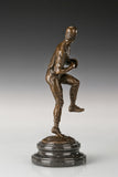 Baseball Pitcher bronze sculpture, opposite-angle studio view