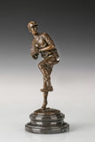 Baseball Pitcher bronze sculpture, three-quarter studio view