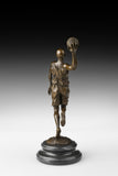 Basketball Player bronze sculpture, rear studio view