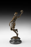 Basketball Player bronze sculpture, side studio view
