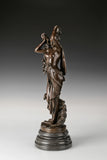 Angled view of Birth of Venus bronze statue showing graceful pose and detailed drapery
