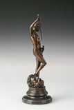 Right side view of handcrafted bronze David hero statue