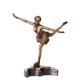 Handcrafted bronze figure skater sculpture featuring an elegant female ice skating pose