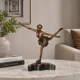 Bronze figure skater sculpture displayed as elegant sports decor in a modern interior