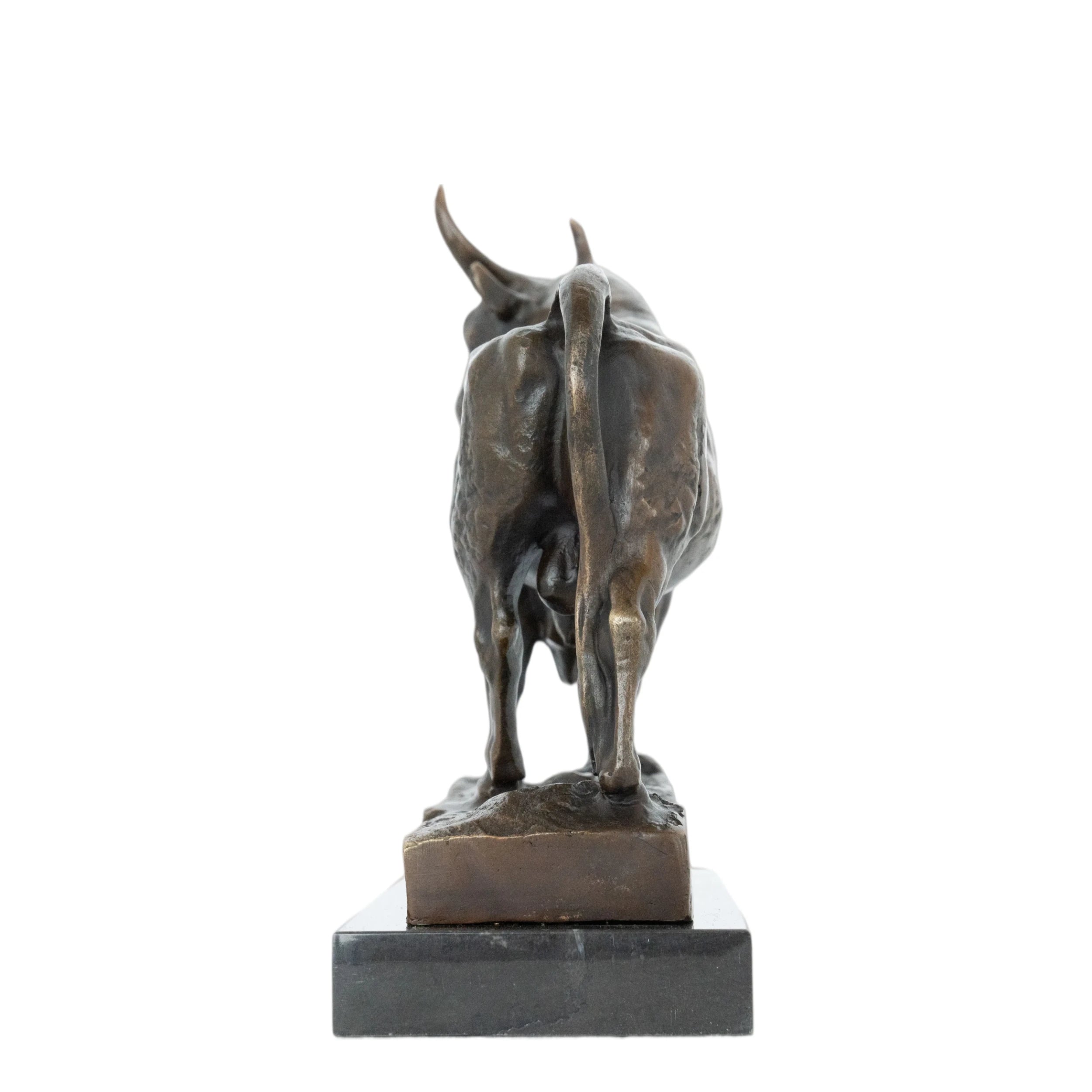 Standing bronze bull sculpture with realistic detail and strong grounded posture