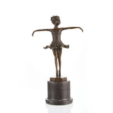 This charming bronze sculpture captures a young ballerina in a graceful moment of dance, expressing innocence, elegance, and the joy of movement. Crafted using the traditional lost-wax casting method, the figure stands en pointe with arms gently extended and head lifted, creating a light and balanced silhouette.