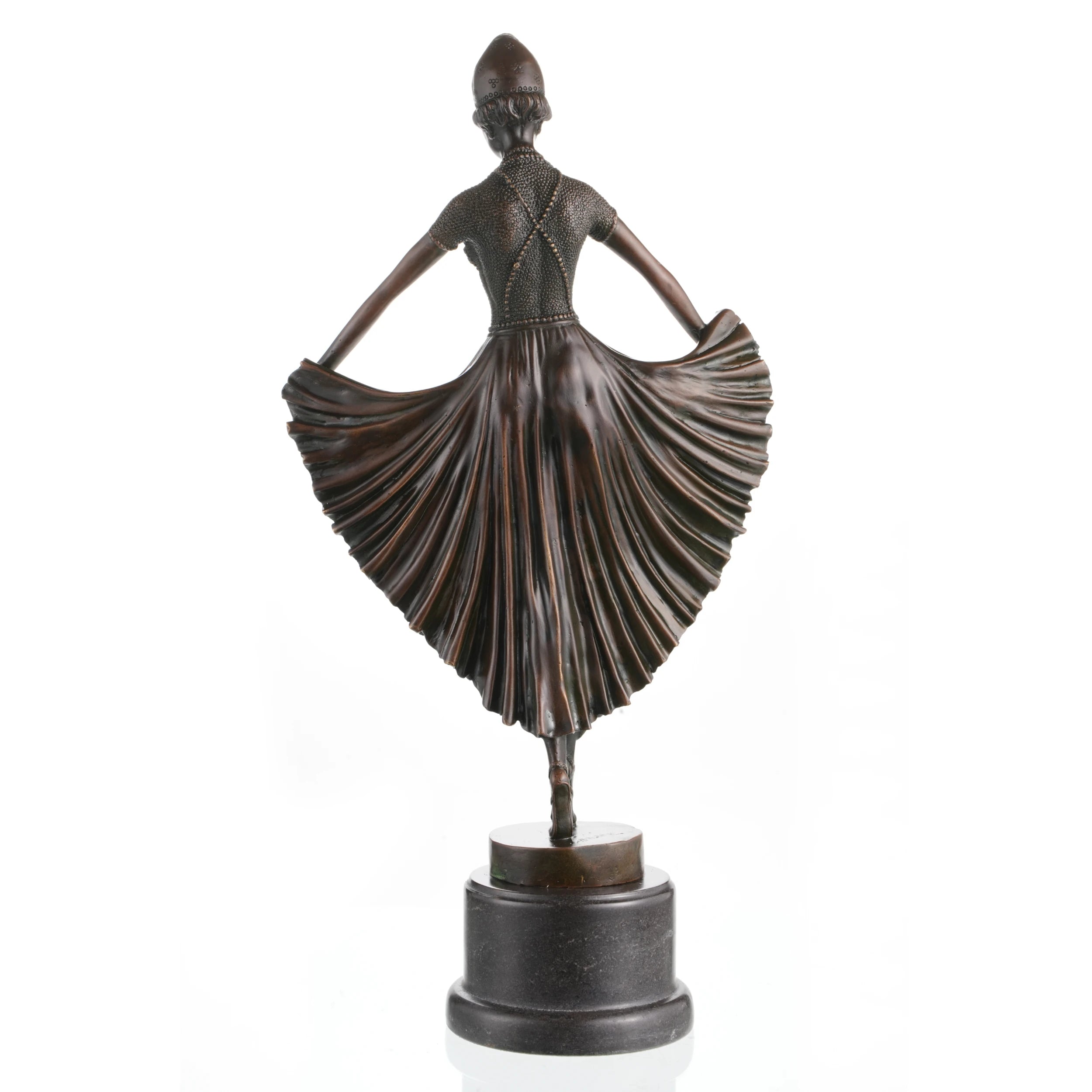 Art Deco ballerina bronze sculpture Chiparus style dancer with pleated skirt