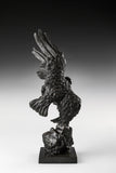 Dynamic bald eagle bronze sculpture in a powerful diving pose with marble base. A striking wildlife statue symbolizing strength, freedom, and leadership.