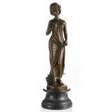 Art Nouveau bronze maiden sculpture elegant girl statue with flowing dress