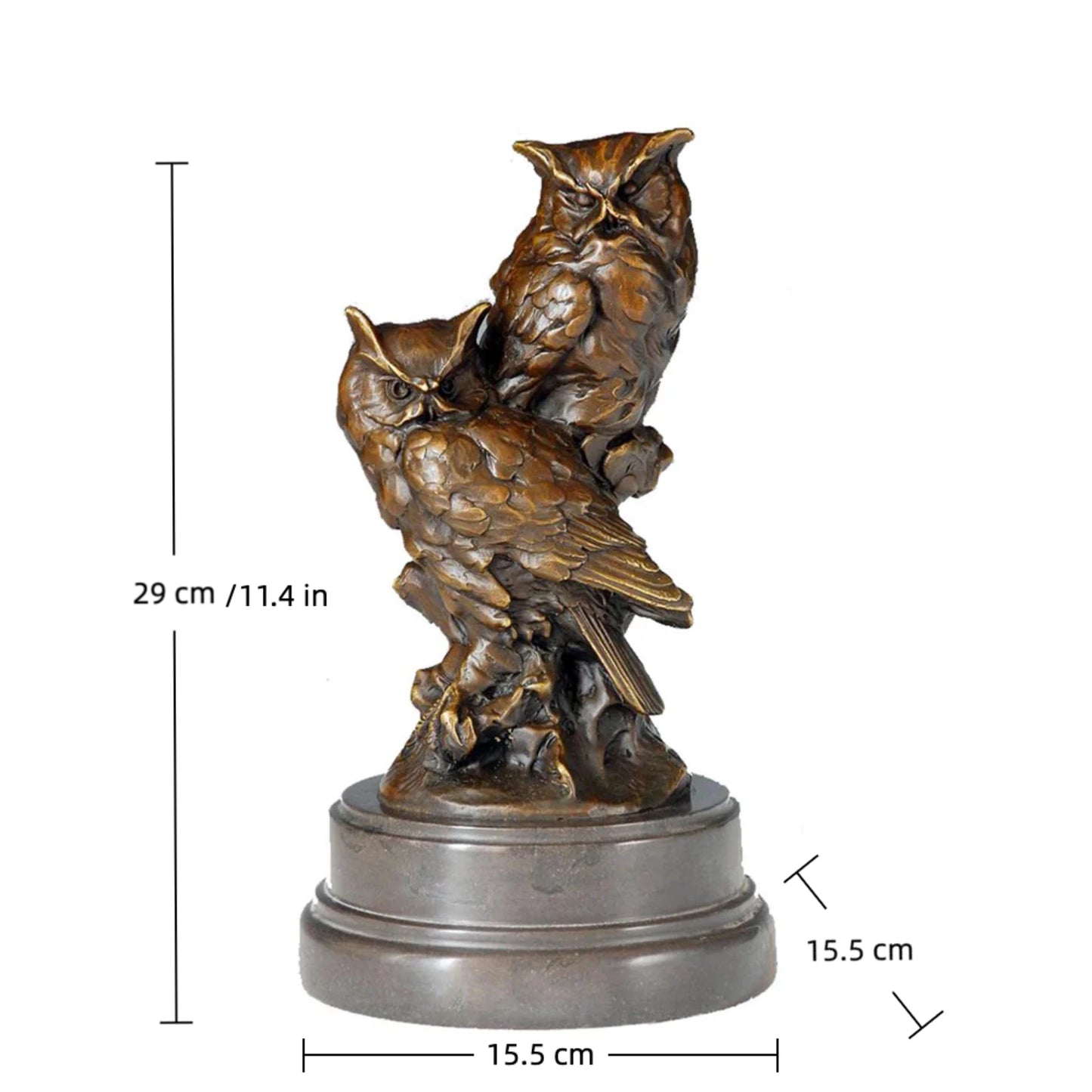 bronze owl couple wildlife sculpture