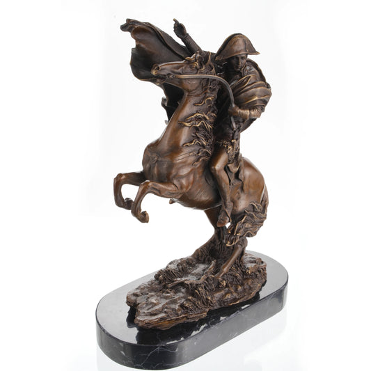 Iconic bronze sculpture of Napoleon Crossing the Alps, symbolizing leadership, ambition, and power. A striking centerpiece for offices, studies, and collectors.