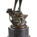 Dancing muse bronze sculpture female dancer with tambourine classical statue