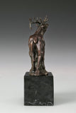 Back view of handcrafted bugling elk bronze sculpture