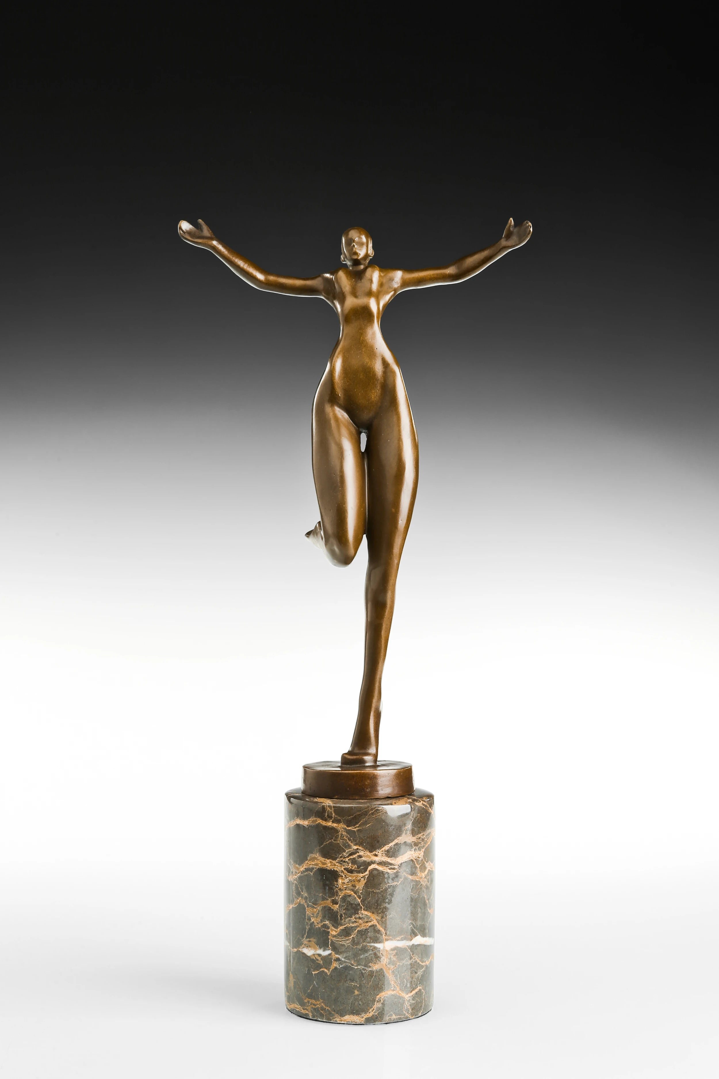 Celebrating Female Dancer Bronze Sculpture front view