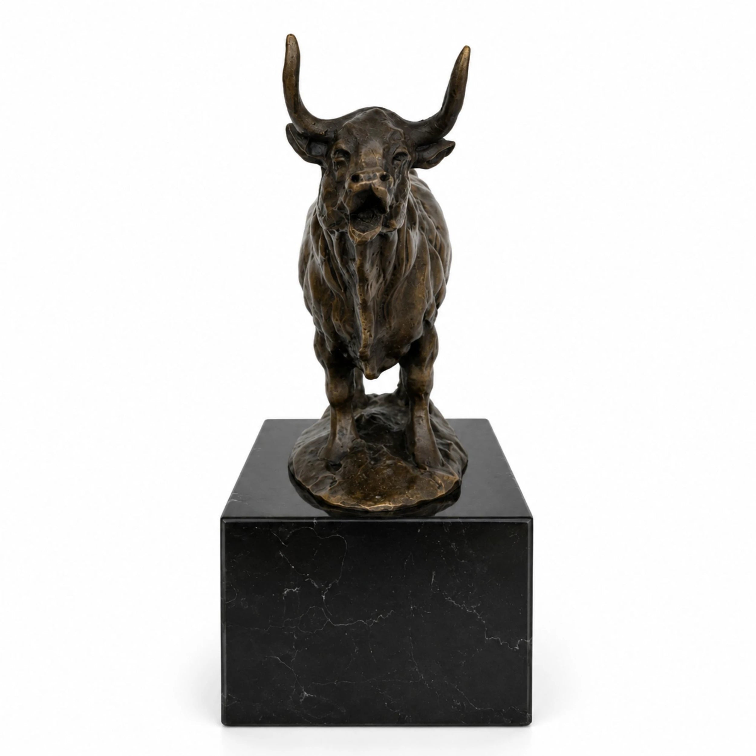 Charging Bull Bronze Sculpture hand-applied patina detail