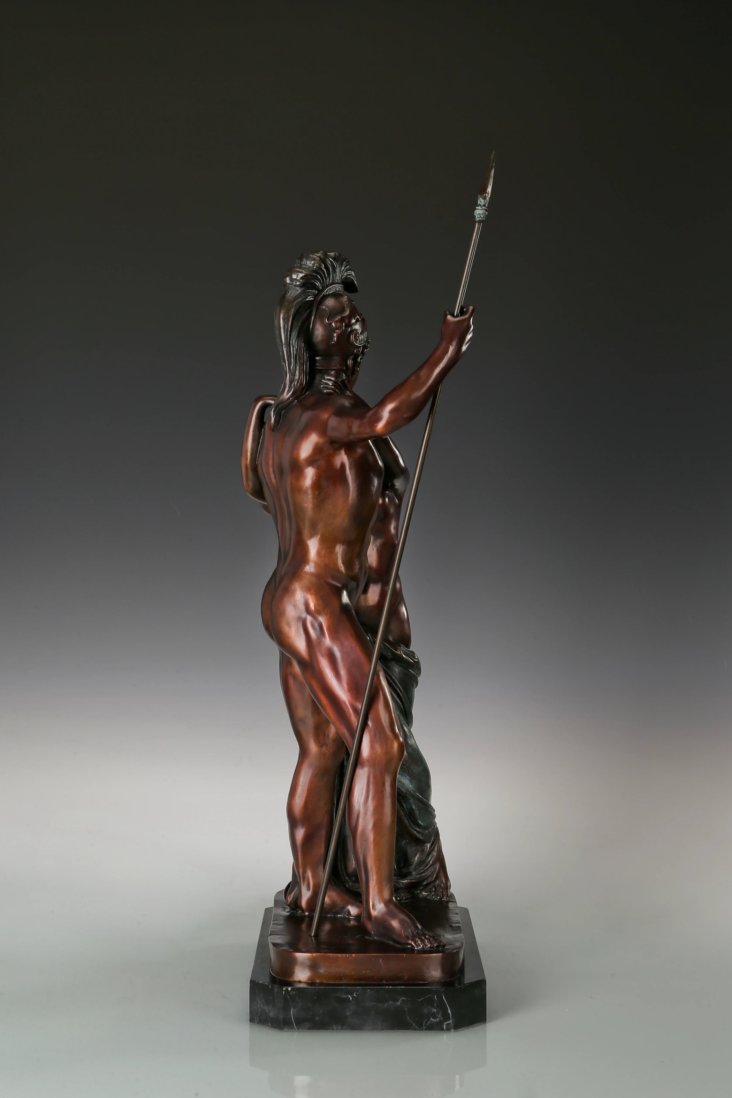 Classical Warrior Lovers Bronze Sculpture opposite angle