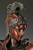 Classical Warrior Lovers Bronze Sculpture hand-applied patina detail